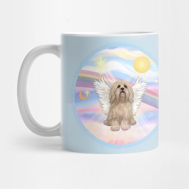 Lhasa Apso Angel in Heaven's Clouds Rainbow Bridge Art by Dogs Galore and More